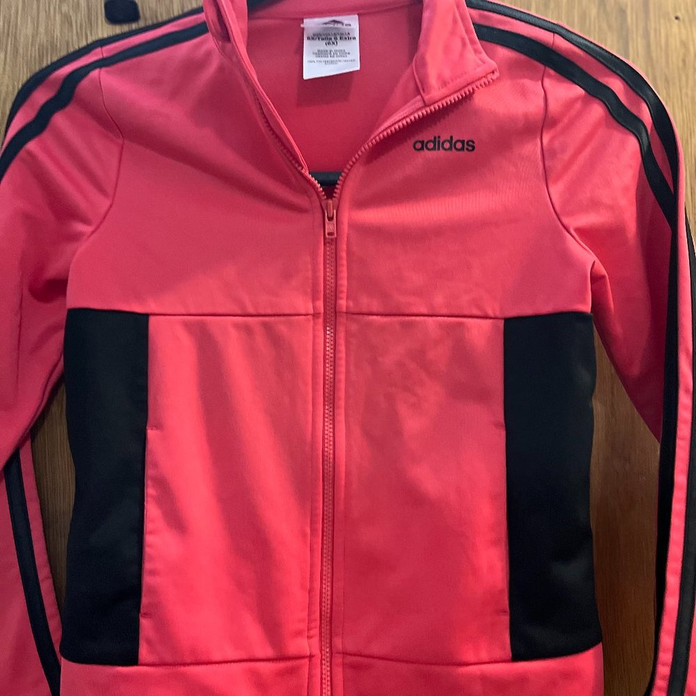 Girl's size 6X Pink Adidas Running Track Jacket